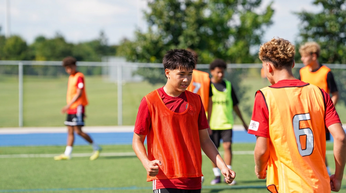 SFI players between drills at training