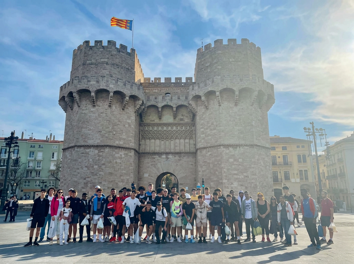 Group photo at the Serranos Towers